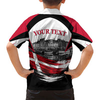 Personalized Denmark Viking Heritage Hawaiian Shirt Nordic Nyhavn Cityscape With Grunge Flag And Longship Art