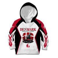 Personalized Denmark Viking Heritage Kid Hoodie Nordic Nyhavn Cityscape With Grunge Flag And Longship Art