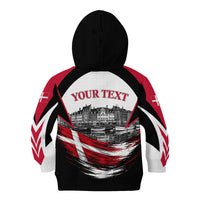 Personalized Denmark Viking Heritage Kid Hoodie Nordic Nyhavn Cityscape With Grunge Flag And Longship Art
