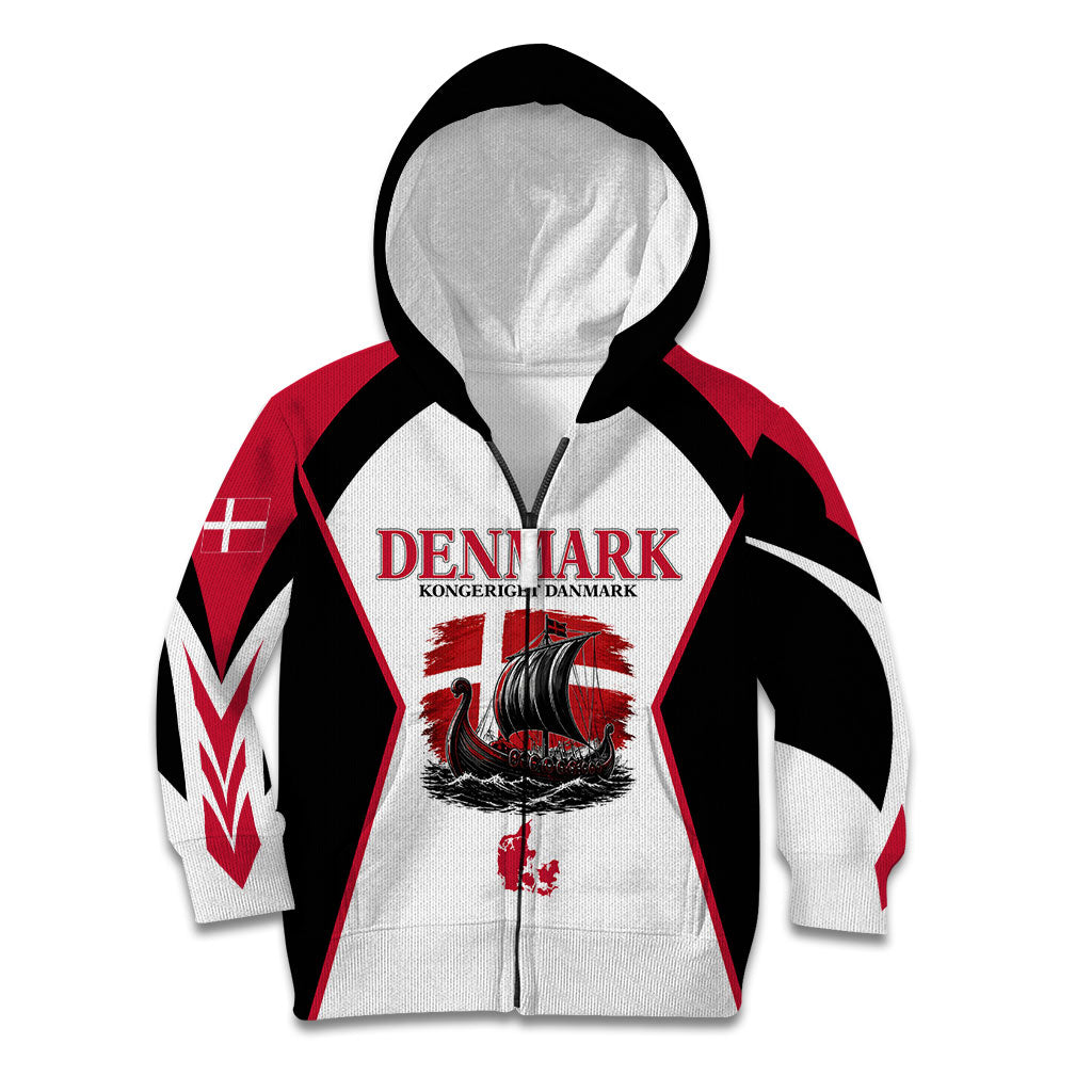 Personalized Denmark Viking Heritage Kid Hoodie Nordic Nyhavn Cityscape With Grunge Flag And Longship Art