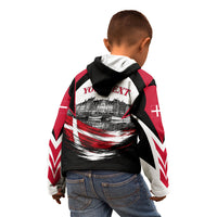 Personalized Denmark Viking Heritage Kid Hoodie Nordic Nyhavn Cityscape With Grunge Flag And Longship Art