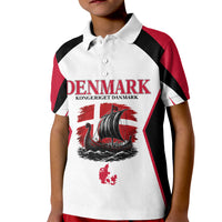 Personalized Denmark Viking Heritage Kid Polo Shirt Nordic Nyhavn Cityscape With Grunge Flag And Longship Art