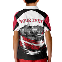 Personalized Denmark Viking Heritage Kid Polo Shirt Nordic Nyhavn Cityscape With Grunge Flag And Longship Art