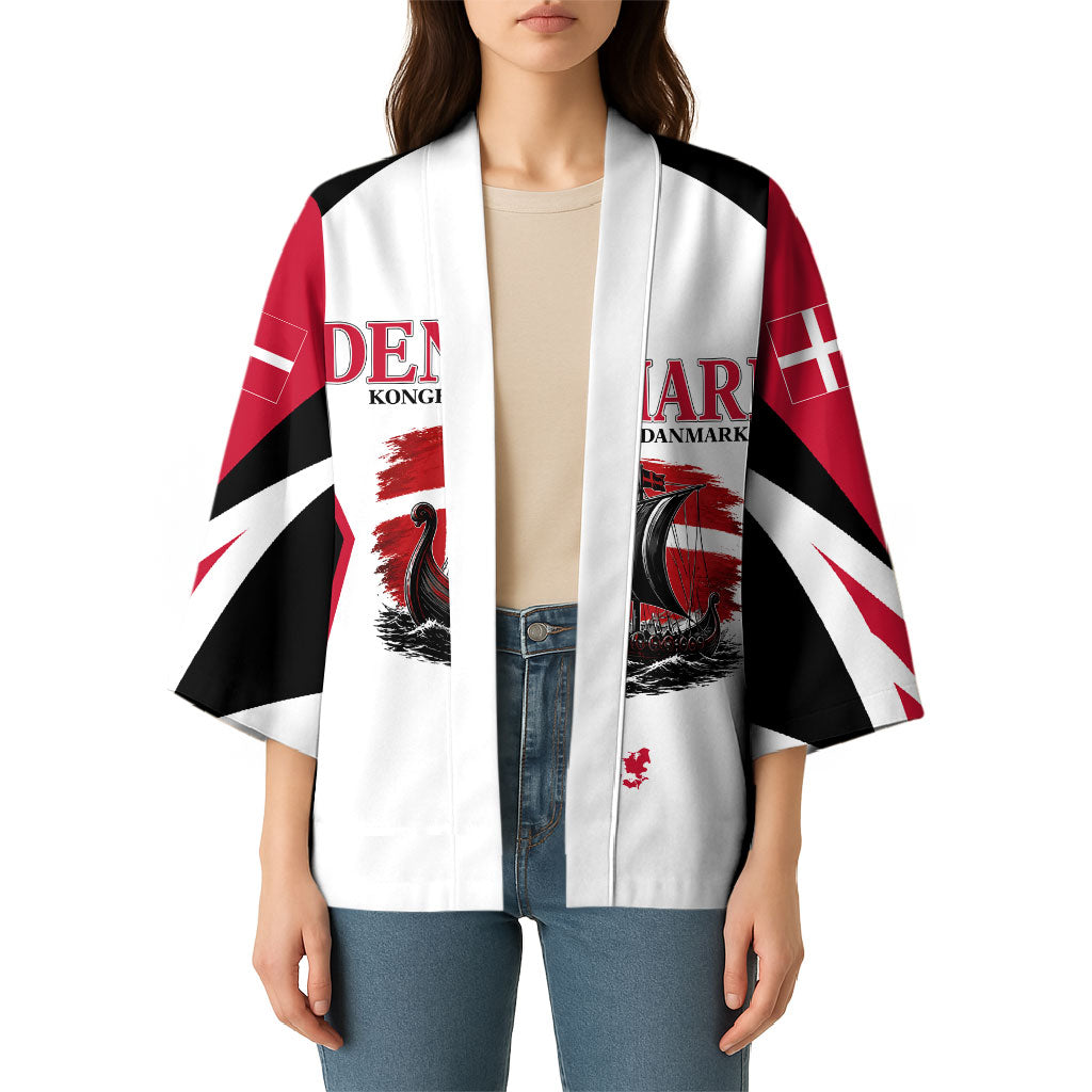 Personalized Denmark Viking Heritage Kimono Nordic Nyhavn Cityscape With Grunge Flag And Longship Art