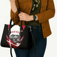 Personalized Denmark Viking Heritage Leather Bag Nordic Nyhavn Cityscape With Grunge Flag And Longship Art