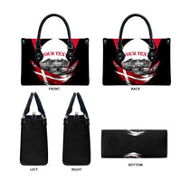 Personalized Denmark Viking Heritage Leather Bag Nordic Nyhavn Cityscape With Grunge Flag And Longship Art