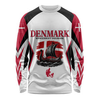 Personalized Denmark Viking Heritage Long Sleeve Shirt Nordic Nyhavn Cityscape With Grunge Flag And Longship Art