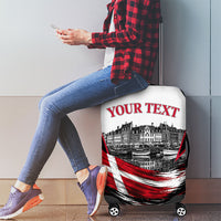 Personalized Denmark Viking Heritage Luggage Cover Nordic Nyhavn Cityscape With Grunge Flag And Longship Art