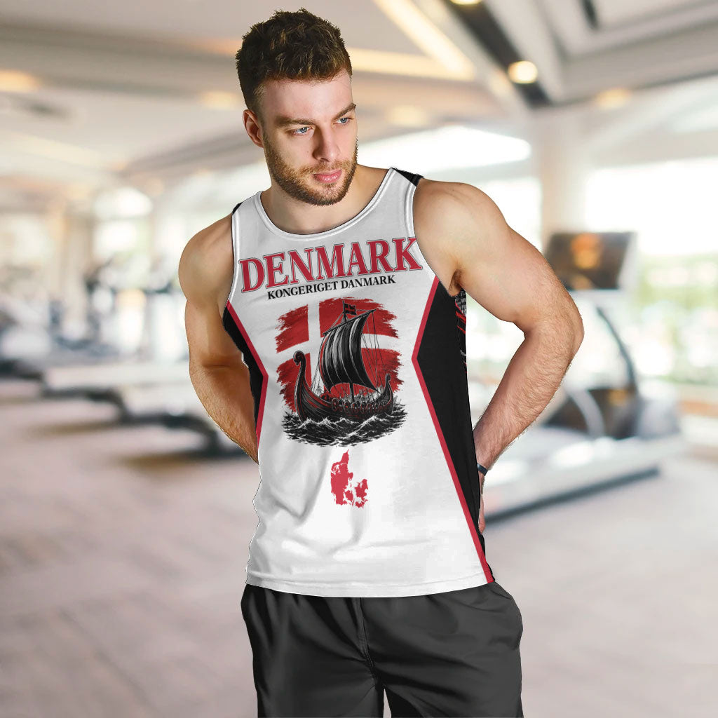 Personalized Denmark Viking Heritage Men Tank Top Nordic Nyhavn Cityscape With Grunge Flag And Longship Art