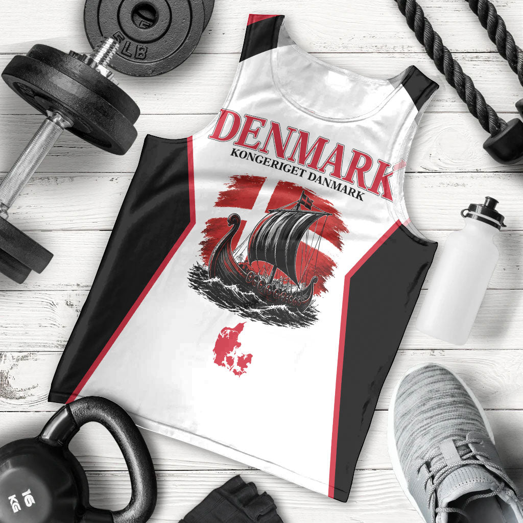 Personalized Denmark Viking Heritage Men Tank Top Nordic Nyhavn Cityscape With Grunge Flag And Longship Art
