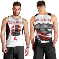 Personalized Denmark Viking Heritage Men Tank Top Nordic Nyhavn Cityscape With Grunge Flag And Longship Art