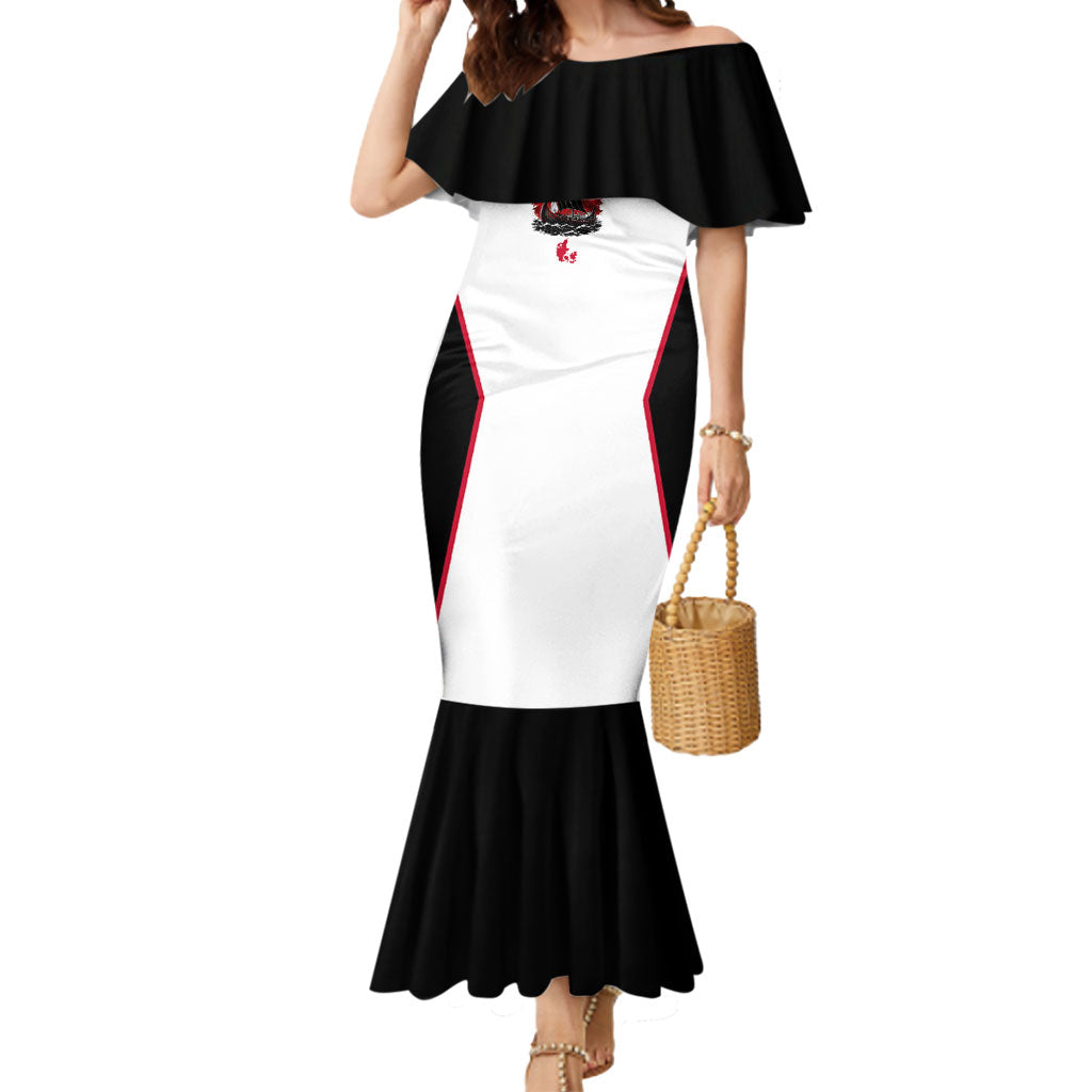 Personalized Denmark Viking Heritage Mermaid Dress Nordic Nyhavn Cityscape With Grunge Flag And Longship Art