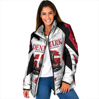 Personalized Denmark Viking Heritage Padded Jacket Nordic Nyhavn Cityscape With Grunge Flag And Longship Art