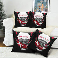 Personalized Denmark Viking Heritage Pillow Cover Nordic Nyhavn Cityscape With Grunge Flag And Longship Art