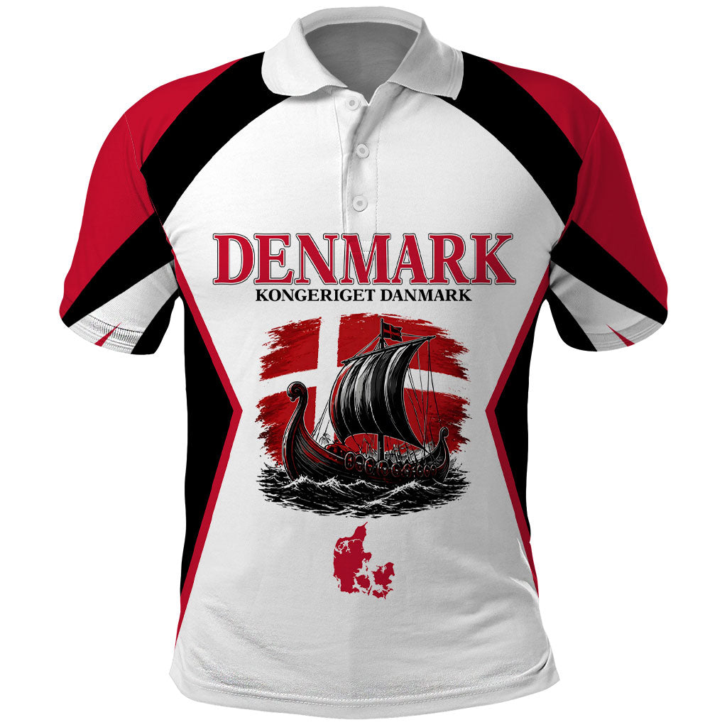 Personalized Denmark Viking Heritage Polo Shirt Nordic Nyhavn Cityscape With Grunge Flag And Longship Art