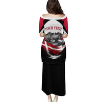 Personalized Denmark Viking Heritage Puletasi Nordic Nyhavn Cityscape With Grunge Flag And Longship Art