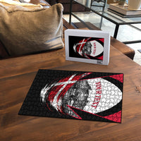 Personalized Denmark Viking Heritage Puzzle Nordic Nyhavn Cityscape With Grunge Flag And Longship Art