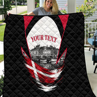 Personalized Denmark Viking Heritage Quilt Nordic Nyhavn Cityscape With Grunge Flag And Longship Art