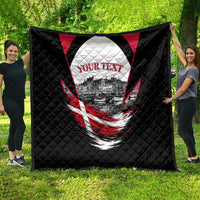 Personalized Denmark Viking Heritage Quilt Nordic Nyhavn Cityscape With Grunge Flag And Longship Art