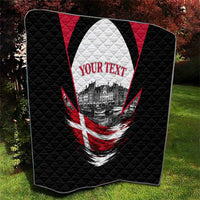 Personalized Denmark Viking Heritage Quilt Nordic Nyhavn Cityscape With Grunge Flag And Longship Art