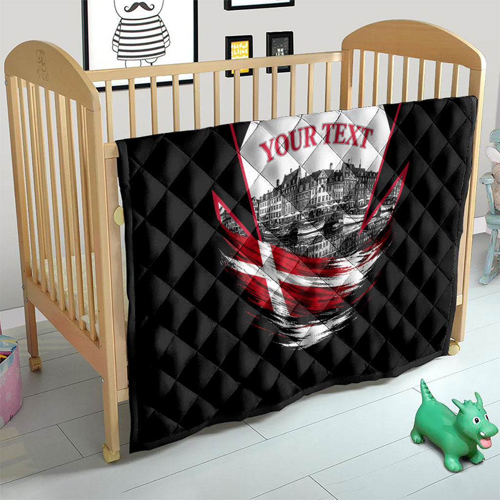 Personalized Denmark Viking Heritage Quilt Nordic Nyhavn Cityscape With Grunge Flag And Longship Art