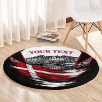 Personalized Denmark Viking Heritage Round Carpet Nordic Nyhavn Cityscape With Grunge Flag And Longship Art