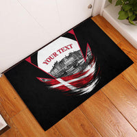 Personalized Denmark Viking Heritage Rubber Doormat Nordic Nyhavn Cityscape With Grunge Flag And Longship Art