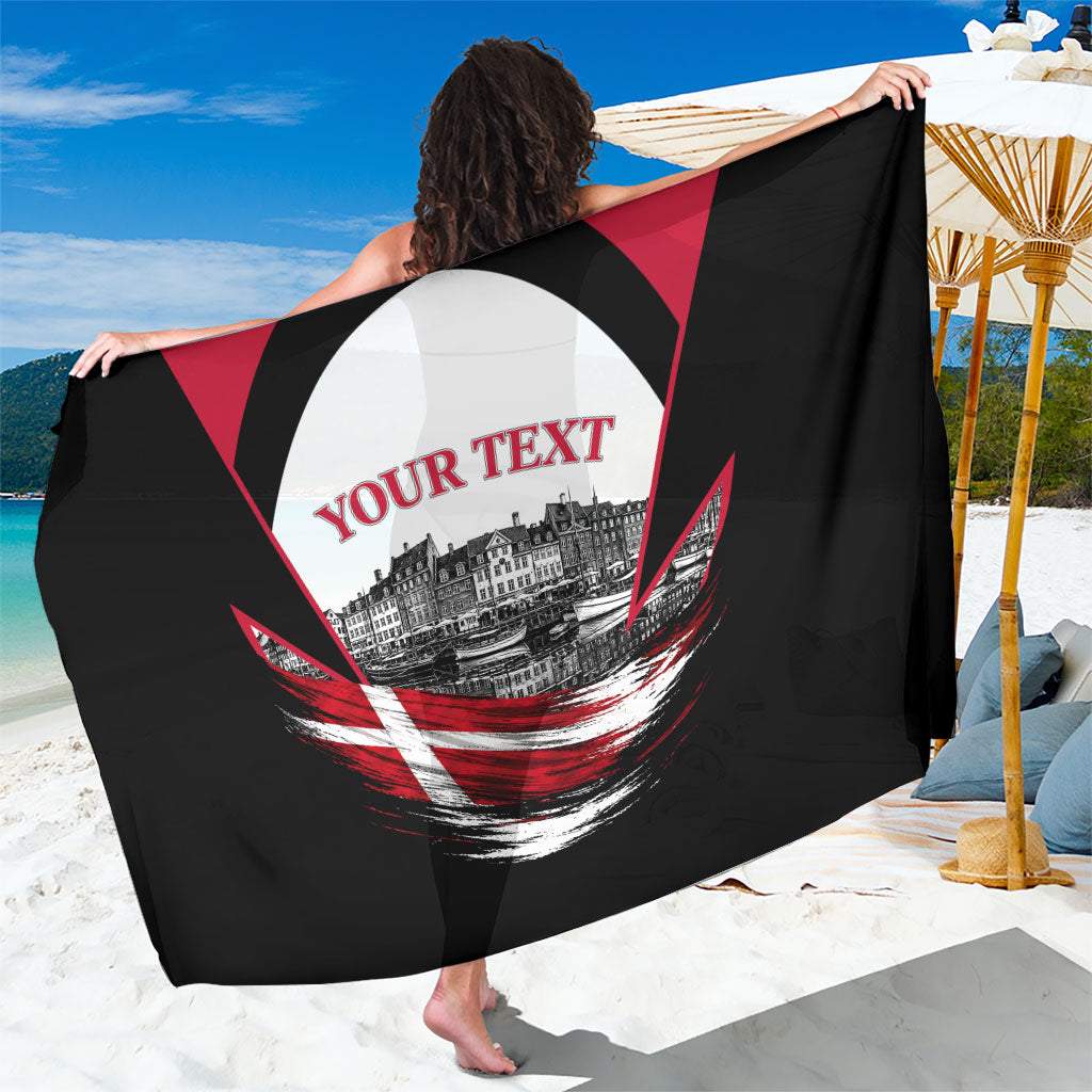 Personalized Denmark Viking Heritage Sarong Nordic Nyhavn Cityscape With Grunge Flag And Longship Art