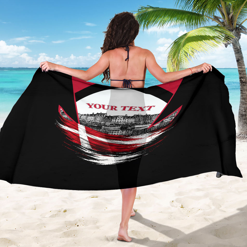 Personalized Denmark Viking Heritage Sarong Nordic Nyhavn Cityscape With Grunge Flag And Longship Art