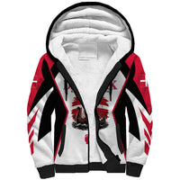 Personalized Denmark Viking Heritage Sherpa Hoodie Nordic Nyhavn Cityscape With Grunge Flag And Longship Art