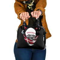 Personalized Denmark Viking Heritage Shoulder Handbag Nordic Nyhavn Cityscape With Grunge Flag And Longship Art