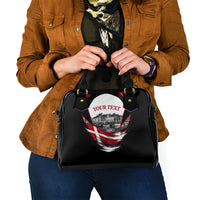 Personalized Denmark Viking Heritage Shoulder Handbag Nordic Nyhavn Cityscape With Grunge Flag And Longship Art
