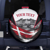 Personalized Denmark Viking Heritage Spare Tire Cover Nordic Nyhavn Cityscape With Grunge Flag And Longship Art