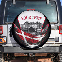 Personalized Denmark Viking Heritage Spare Tire Cover Nordic Nyhavn Cityscape With Grunge Flag And Longship Art