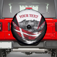 Personalized Denmark Viking Heritage Spare Tire Cover Nordic Nyhavn Cityscape With Grunge Flag And Longship Art