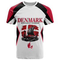 Personalized Denmark Viking Heritage T Shirt Nordic Nyhavn Cityscape With Grunge Flag And Longship Art