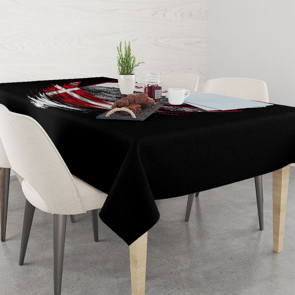 Personalized Denmark Viking Heritage Tablecloth Nordic Nyhavn Cityscape With Grunge Flag And Longship Art