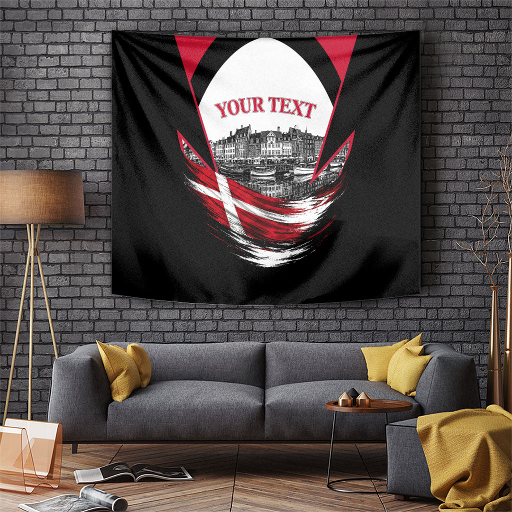Personalized Denmark Viking Heritage Tapestry Nordic Nyhavn Cityscape With Grunge Flag And Longship Art
