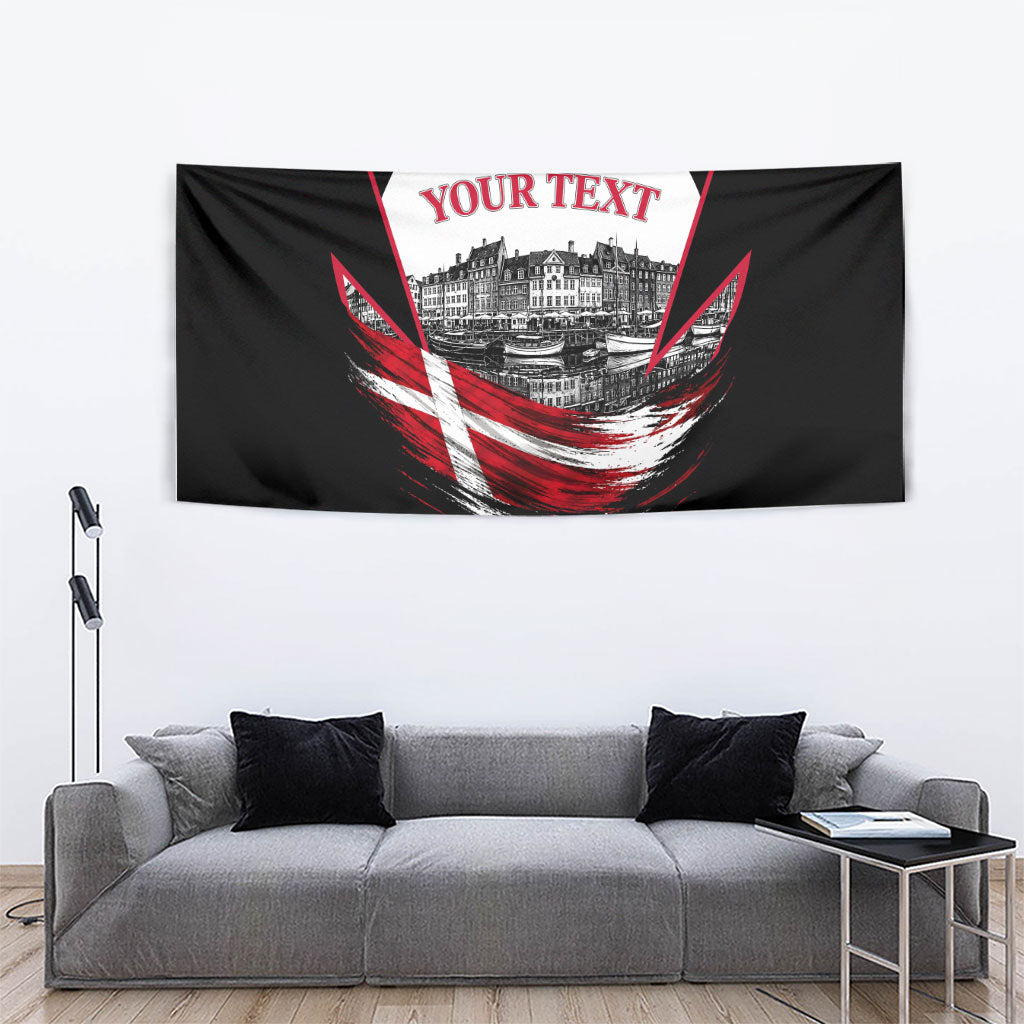 Personalized Denmark Viking Heritage Tapestry Nordic Nyhavn Cityscape With Grunge Flag And Longship Art