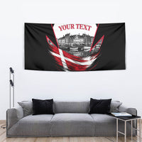 Personalized Denmark Viking Heritage Tapestry Nordic Nyhavn Cityscape With Grunge Flag And Longship Art