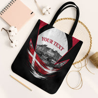 Personalized Denmark Viking Heritage Tote Bag Nordic Nyhavn Cityscape With Grunge Flag And Longship Art