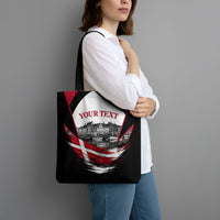 Personalized Denmark Viking Heritage Tote Bag Nordic Nyhavn Cityscape With Grunge Flag And Longship Art