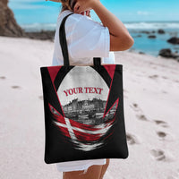 Personalized Denmark Viking Heritage Tote Bag Nordic Nyhavn Cityscape With Grunge Flag And Longship Art