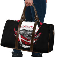 Personalized Denmark Viking Heritage Travel Bag Nordic Nyhavn Cityscape With Grunge Flag And Longship Art