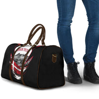 Personalized Denmark Viking Heritage Travel Bag Nordic Nyhavn Cityscape With Grunge Flag And Longship Art