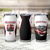 Personalized Denmark Viking Heritage Tumbler Cup Nordic Nyhavn Cityscape With Grunge Flag And Longship Art