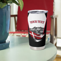 Personalized Denmark Viking Heritage Tumbler Cup Nordic Nyhavn Cityscape With Grunge Flag And Longship Art