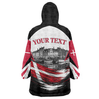 Personalized Denmark Viking Heritage Wearable Blanket Hoodie Nordic Nyhavn Cityscape With Grunge Flag And Longship Art
