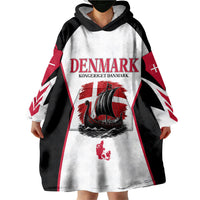 Personalized Denmark Viking Heritage Wearable Blanket Hoodie Nordic Nyhavn Cityscape With Grunge Flag And Longship Art