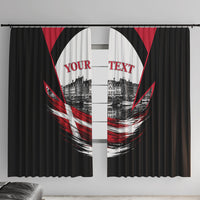 Personalized Denmark Viking Heritage Window Curtain Nordic Nyhavn Cityscape With Grunge Flag And Longship Art
